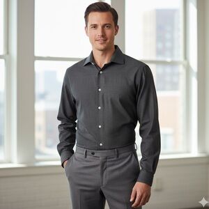 Kenneth Cole Button Up Shirt Cotton Black White Plaid Office Work 18 36 37 Tall